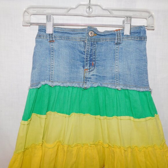 Chidrens Place Girls 8 Denim Multicolor Floral Boho Flowing Skirt - Picture 2 of 11